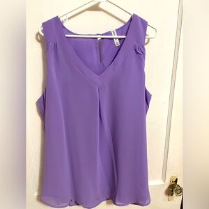 NWOT Zenana Lavender Chiffon Shell with Front Pleat Detail - XL - Fully Lined